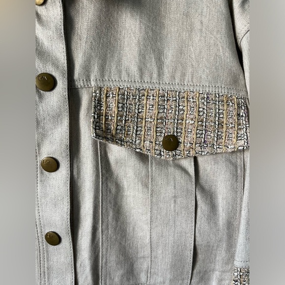 ELLIE MAE Kason Denim Jacket Silk/Linen Jacket Size XS - Picture 7 of 16